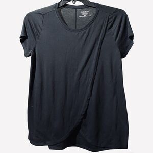 Motherhood Maternity Nursing Top Blouse Black Draped Front Size M